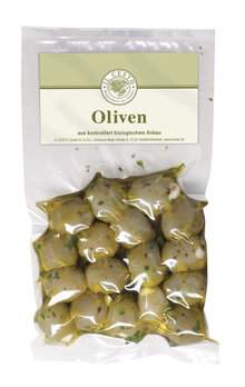 Oliven grün mit Knoblauch gefüllt mariniert