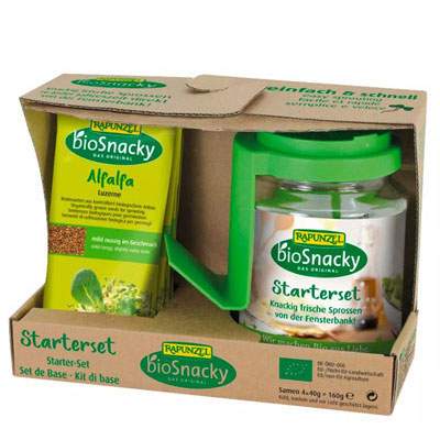 Starterset BIOSNACKY Keimglas mit 4 Keimsaaten