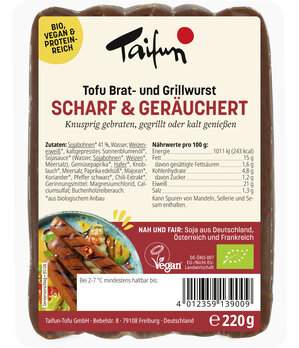 Tofu Brat- und Grillwurst scharf & geräuchert 4 Stk.