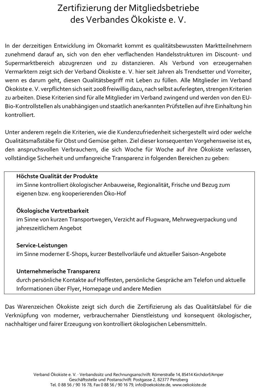 Ă–kokisten Zertifizierung 2019
