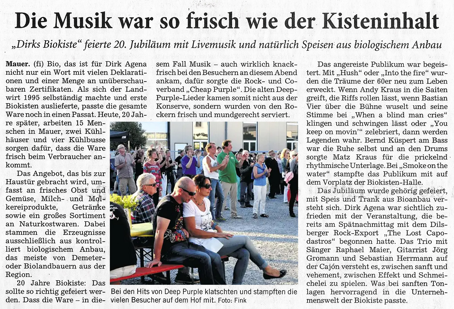 20. Jubiläum mit Livemusik und natürlich Speisen aus biologischem Anbau