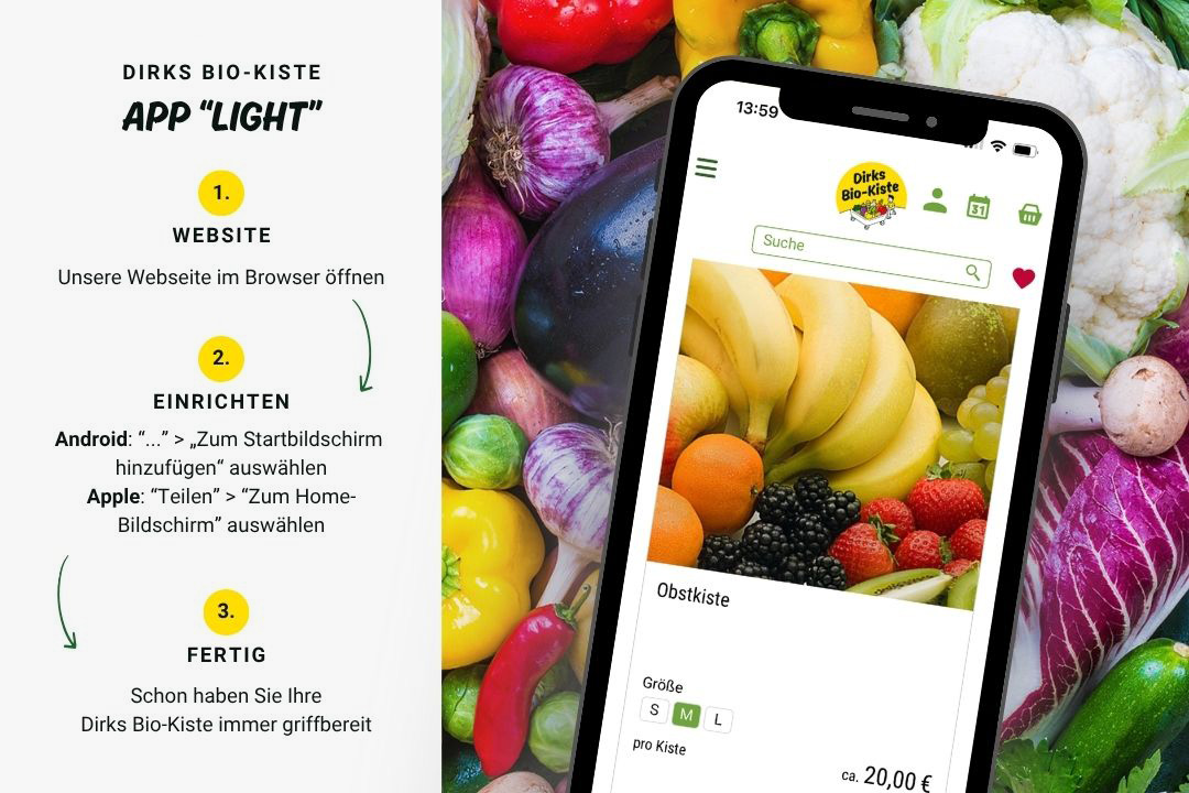 App "light" auf einem Handy plus Beschreibung
